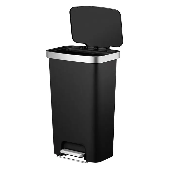 Proregal Treteimer Funktionale Treteimer aus Kunststoff mit Soft-Close-Deckel - 45 l, Kunststoff, Schwarz - Schwarzer Treteimer aus Edelstahl mit offenem Deckel, ideal für Küche oder Bad. Das schlichte Design passt zu jeder Einrichtung.