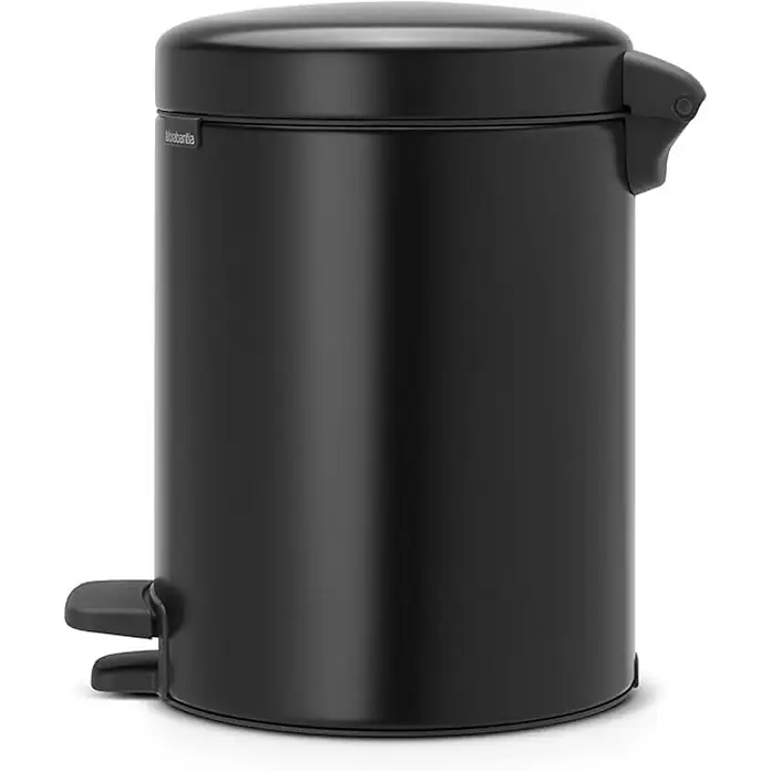 Proregal Treteimer Brabantia Klassischer Tretmülleimer mit Soft-Verschluss - 5 l, Metall, Metallik Schwarz - Dieser moderne, schwarze Treteimer von Brabantia ist ideal für Badezimmer oder Küche. Er ist kompakt, hygienisch und stilvoll.