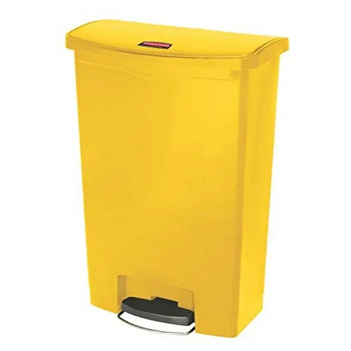 Proregal Treteimer - 30 l, Edelstahl, Schwarz, Deckel Edelstahl - Gelber Tretabfalleimer: Praktisch und robust für den täglichen Gebrauch, ideal für Küche oder Bad.