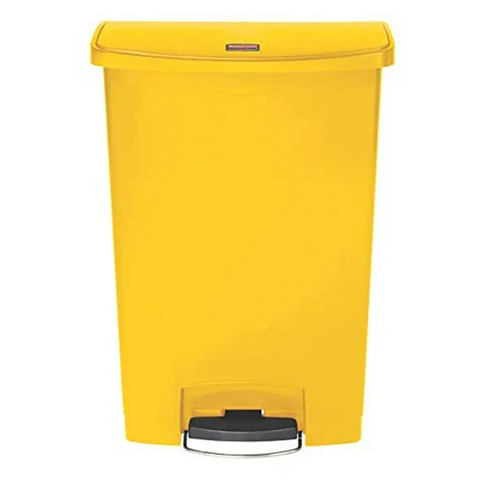 Proregal Treteimer - 30 l, Edelstahl, Schwarz, Deckel Edelstahl - Gelber Treteimer für Abfallentsorgung. Der Eimer hat einen Deckel und ein Pedal zum Öffnen, praktisch und hygienisch.