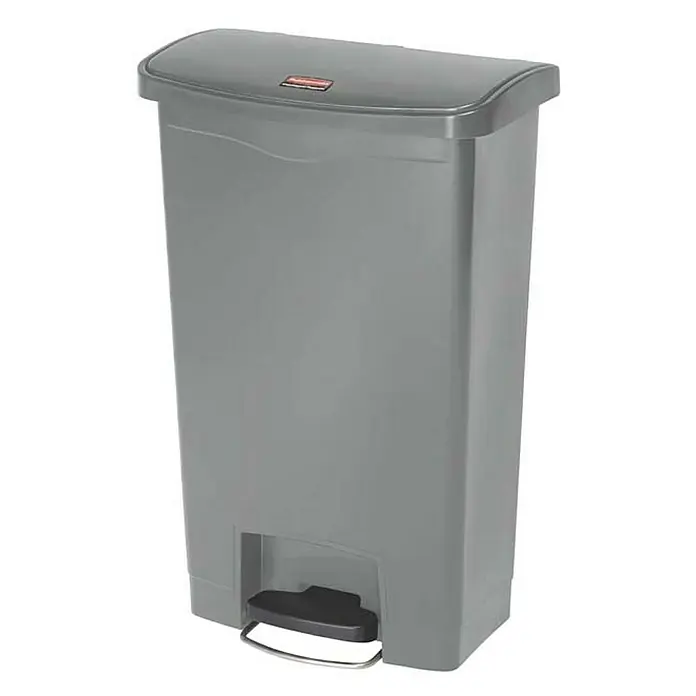 Proregal Treteimer Rubbermaid Slim Jim Step On Container Front Step Pedal-Abfalleimer - 50 l, Kunststoff, Grau - Grauer Rubbermaid-Treteimer mit Deckel und Pedal für hygienische Abfallentsorgung. Ideal für Küche oder Bad.