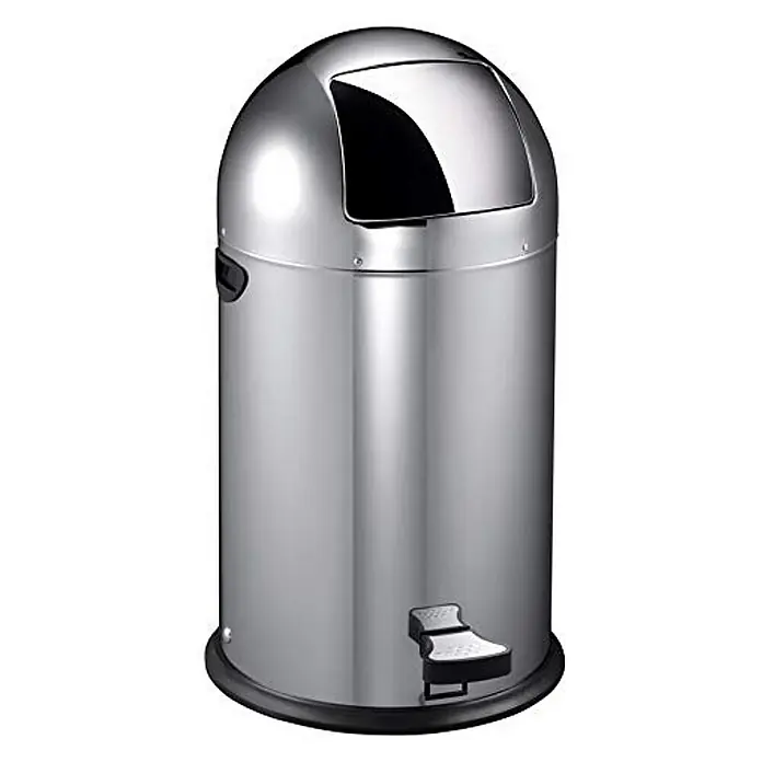 Proregal Treteimer - 40 l, Edelstahl, Edelstahl - Edelstahl-Treteimer mit abgerundetem Deckel und Fußpedal für hygienische Abfallentsorgung im Haushalt oder Büro.