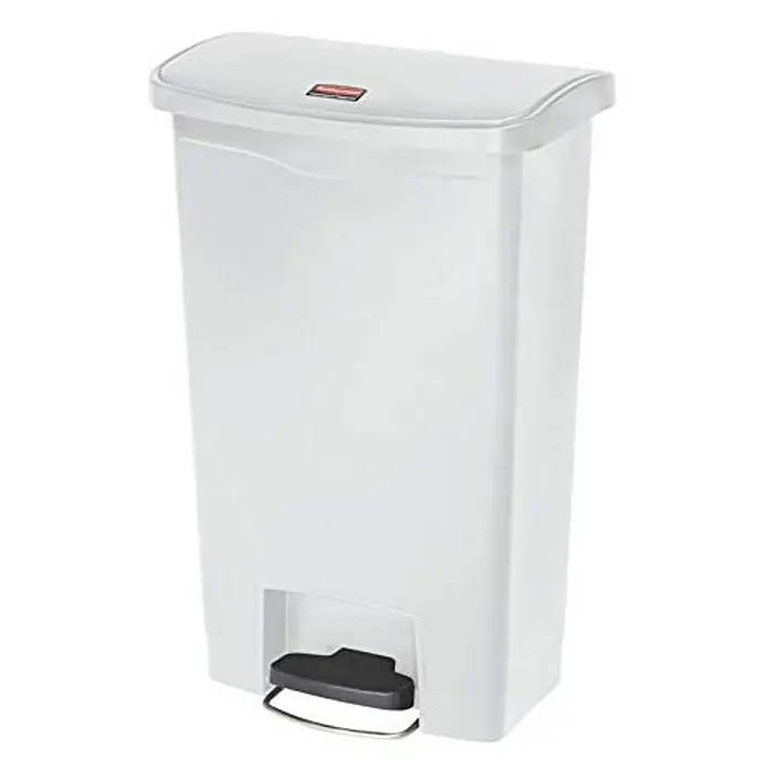 Proregal Treteimer Modern designter Treteimer zur Abfallscheidung aus gebürstetem Edelstahl - 40 l, Edelstahl, Silber - Weißer Treteimer mit Deckel und Fußpedal für hygienische Abfallentsorgung im Haushalt.