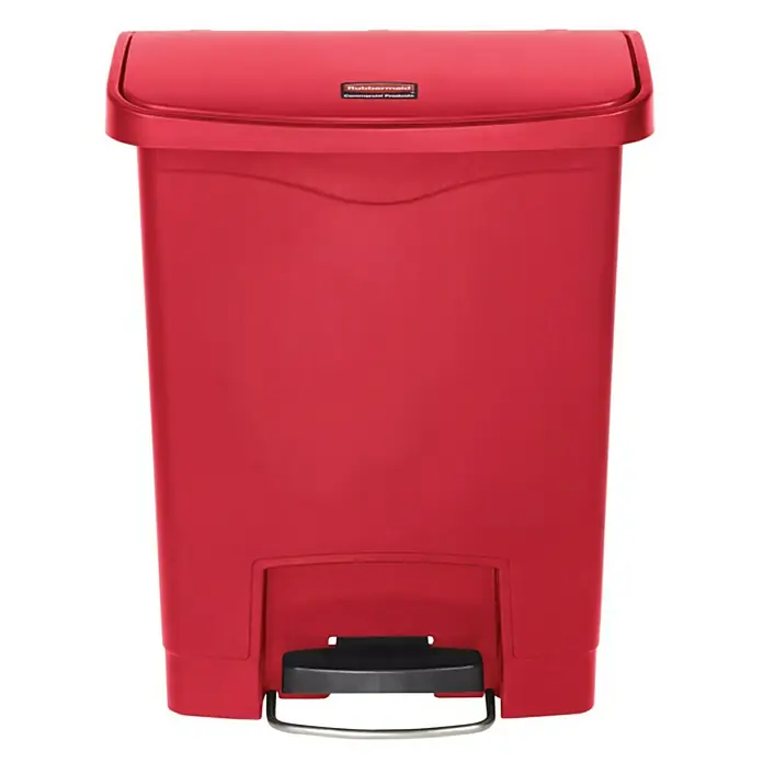 Proregal Treteimer Rubbermaid Slim Jim Step On Container Front Step Pedal-Abfalleimer - 30 l, Kunststoff, Rot - Roter Rubbermaid Treteimer für den gewerblichen Einsatz, robust und ideal für hygienebewusste Umgebungen. Praktisch mit Fußpedal.