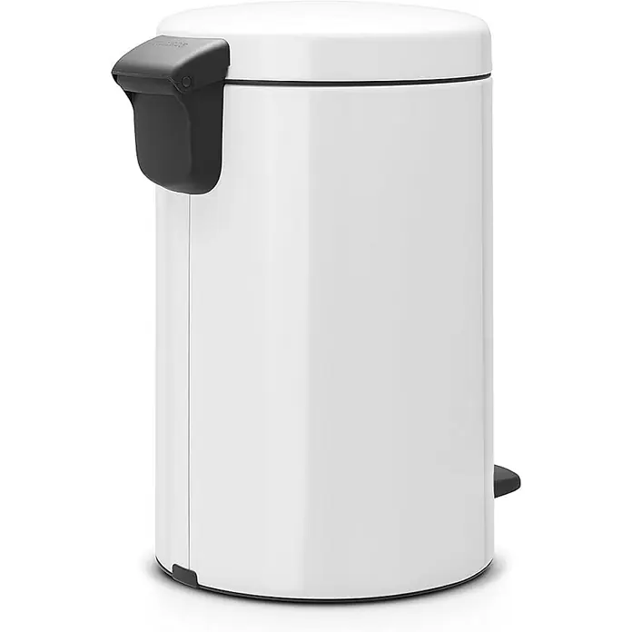 Proregal Treteimer Brabantia Klassischer Tretmülleimer mit Soft-Verschluss - 12 l, Metall, Weiß - Weißer Treteimer mit schwarzen Akzenten, ideal für Bad oder Küche. Sein schlankes Design und seine Funktionalität machen ihn zu einem Muss für jedes moderne Zuhause.