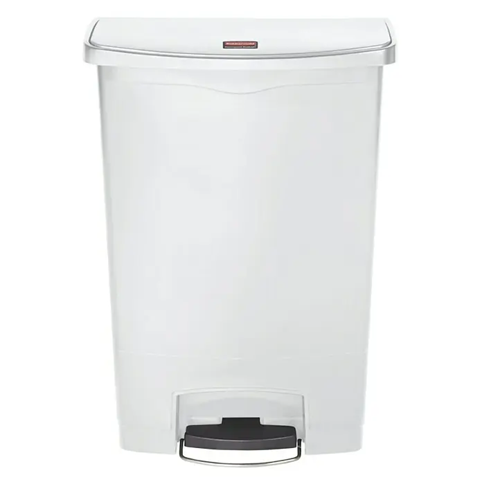 Proregal Treteimer Rubbermaid Slim Jim Step On Container Front Step Pedal-Abfalleimer - 90 l, Kunststoff, Weiß - Weißer Rubbermaid-Treteimer für eine saubere und hygienische Abfallentsorgung, ideal für Küche oder Bad. Robust und einfach zu bedienen.