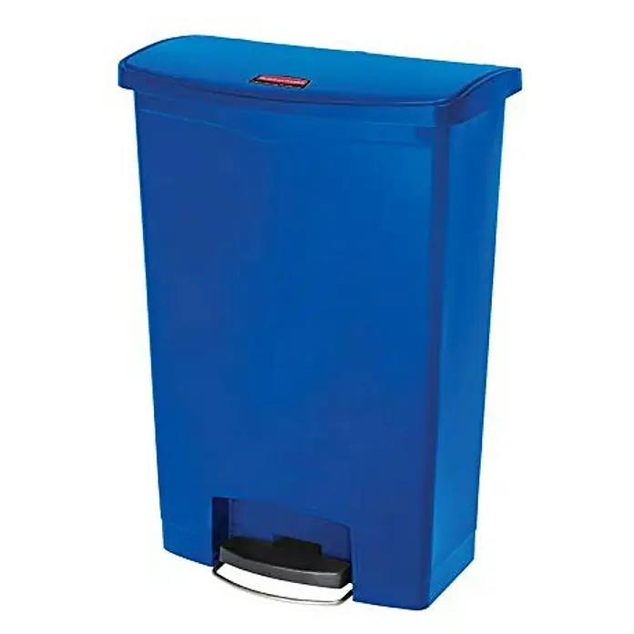 Proregal Treteimer - 45 l, Edelstahl, Edelstahl - Blauer Rubbermaid Treteimer mit Fußpedal für hygienische Abfallentsorgung im Haushalt oder Büro.