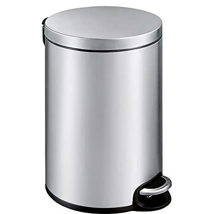 Proregal Treteimer - 20 l, Edelstahl, Matt Edelstahl - Dieser elegante, runde Treteimer aus Edelstahl mit Deckel ist ideal für Badezimmer oder Küche.