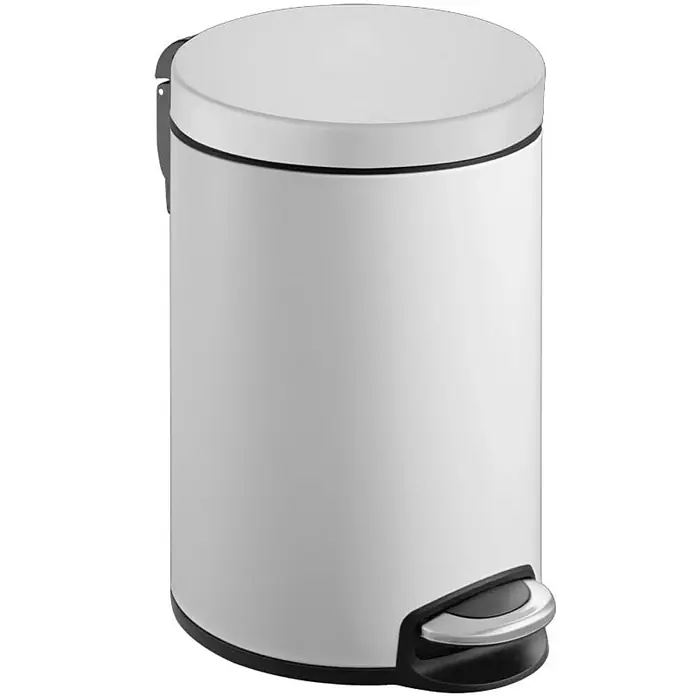 Proregal Treteimer - 8 l, Kunststoff, Weiß - Weißer Treteimer mit schwarzem Sockel und Deckelrand für Badezimmer oder Küche. Praktisch und stilvoll.