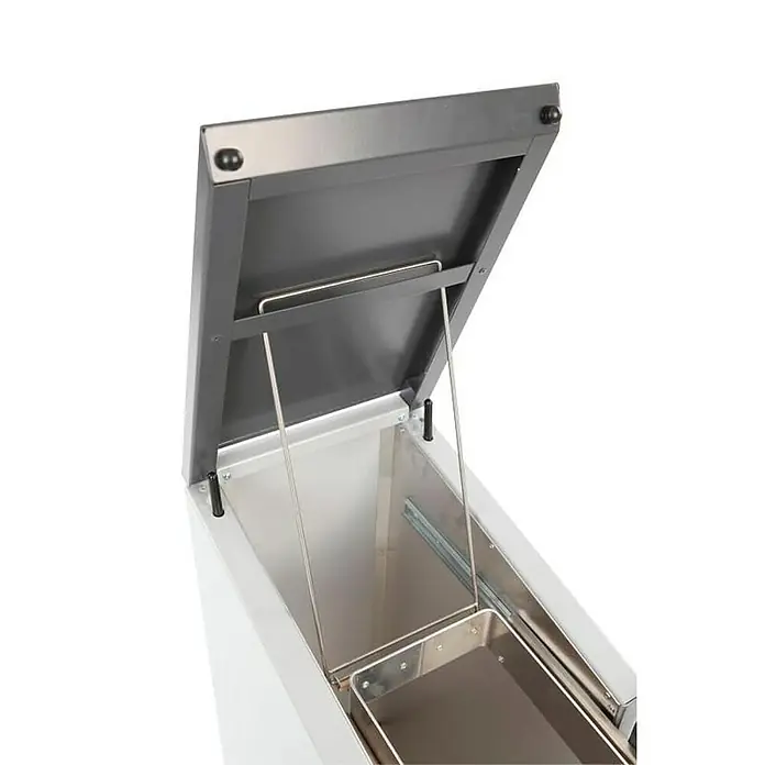 Proregal Treteimer Feuersicherer Wertstoffsammler Connector Bin mit Pedalöffnung - 55 l, Aluminium, Anthrazit / Grau - Offener Müllauszug mit Edelstahlschale. Praktische Lösung für Küchenabfälle mit leicht zu reinigender Schale und robustem Mechanismus.