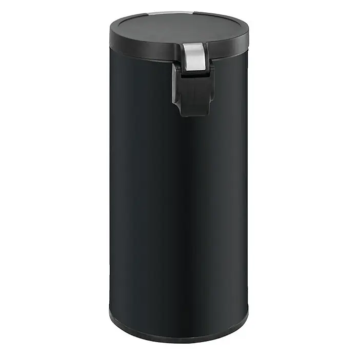 Proregal Treteimer Runder Treteimer mit Kunststoffdeckel mit Edelstahlakzenten - 30 l, Edelstahl, Schwarz - Der elegante, schwarze Treteimer mit silbernem Verschluss ist die perfekte Lösung für stilvolle Abfallentsorgung im Haushalt.