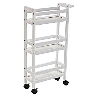 Carro de cocina (L x An x Al: 15 x 36 x 74 cm, Blanco, Acero)