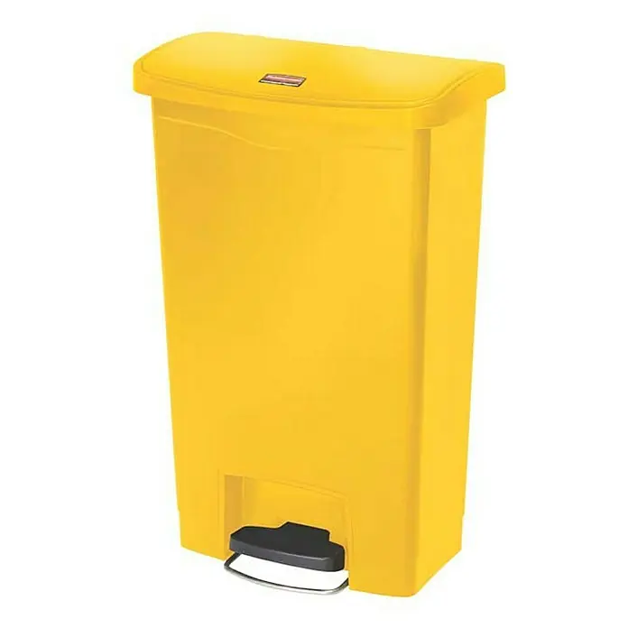 Proregal Treteimer Rubbermaid Slim Jim Step On Container Front Step Pedal-Abfalleimer - 50 l, Kunststoff, Gelb - Gelber Rubbermaid-Treteimer mit Deckel und Fußpedal für hygienische Abfallentsorgung im Haushalt oder Gewerbe.