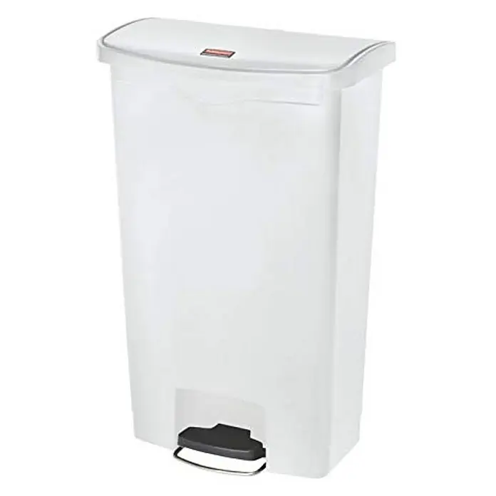 Proregal Treteimer - 40 l, Edelstahl, Weiß, Deckel Edelstahl - Weißer, schmaler Treteimer für einfache Müllentsorgung. Ideal für Küche und Bad. Das hochwertige Design fügt sich gut in jeden Raum ein.