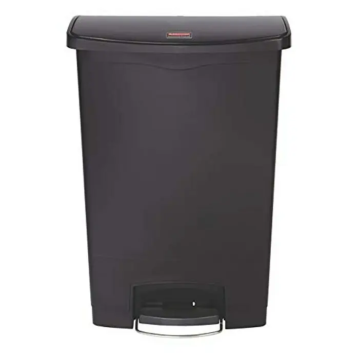 Proregal Treteimer - 45 l, Edelstahl, Weiß, Deckel Edelstahl - Schwarzer Rubbermaid Treteimer aus Kunststoff mit einem Fußpedal zum einfachen Öffnen des Deckels.