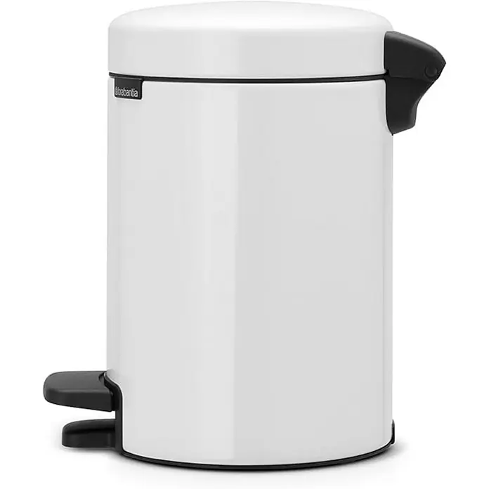 Proregal Treteimer Brabantia Klassischer Tretmülleimer mit Soft-Verschluss - 3 l, Metall, Weiß - Weißer Treteimer von Brabantia mit schwarzem Pedal und Deckelgriff, ideal für Bad oder Küche.