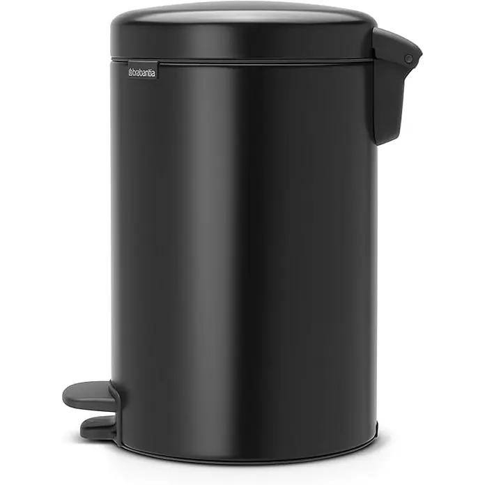 Proregal Treteimer Brabantia Klassischer Tretmülleimer mit Soft-Verschluss - 12 l, Metall, Metallik Schwarz - Schwarzer Brabantia Treteimer mit Pedal zum einfachen Öffnen des Deckels für Bad, Büro oder Küche.