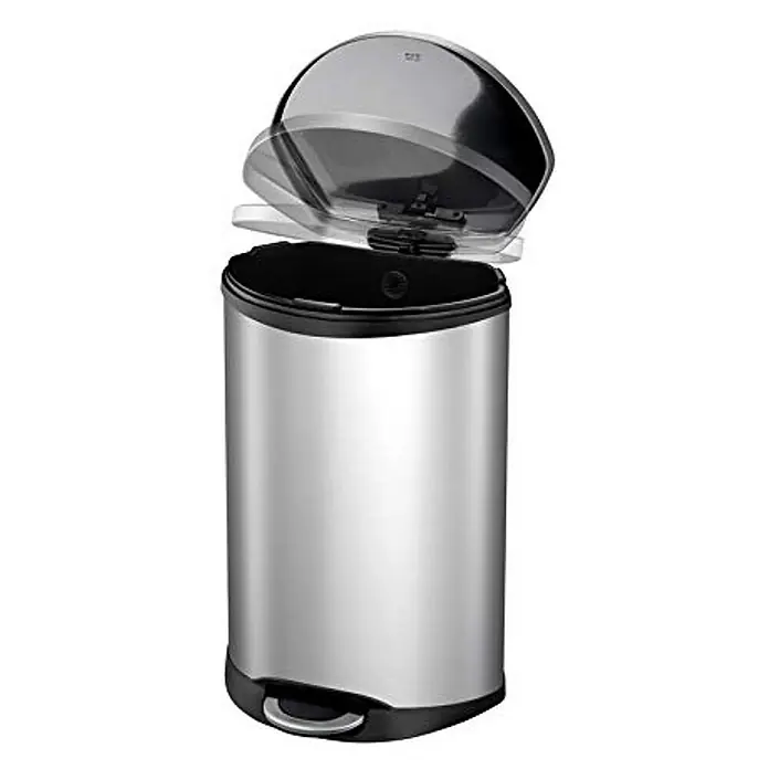 Proregal Treteimer Auffallender muschelförmiger Treteimer - 50 l, Edelstahl, Silber - Edelstahl-Treteimer mit offenem Deckel. Praktisch für Küche und Bad, bietet er Hygiene und Komfort.