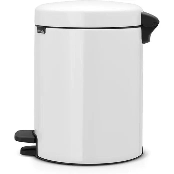 Proregal Treteimer Brabantia Klassischer Tretmülleimer mit Soft-Verschluss - 5 l, Metall, Weiß - Weißer Treteimer von Brabantia mit schwarzem Pedal und Griff zum einfachen Öffnen und Entleeren. Ideal für Bad oder Küche.