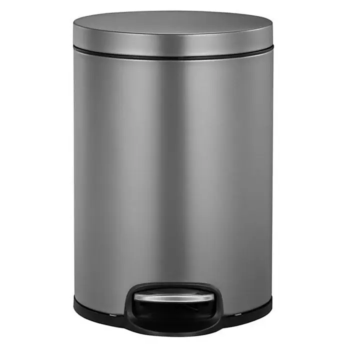 Proregal Treteimer - 5 l, Kunststoff, Platin - Silberfarbener Treteimer mit rundem Deckel und Pedal zur einfachen Bedienung. Praktisch für Bad, Küche oder Büro.