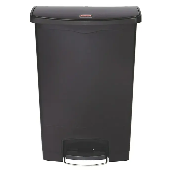Proregal Treteimer Rubbermaid Slim Jim Step On Container Front Step Pedal-Abfalleimer - 90 l, Kunststoff, Schwarz - Schwarzer, rechteckiger Rubbermaid-Treteimer mit Deckel und Fußpedal für hygienische Abfallentsorgung im Haushalt.