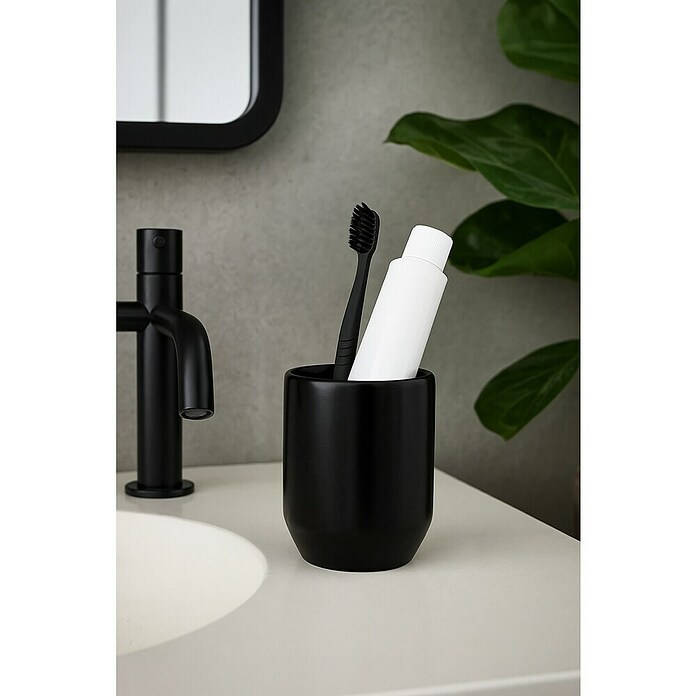 Spirella Jaro Portacepillos (Gres porcelánico, Negro) | BAUHAUS