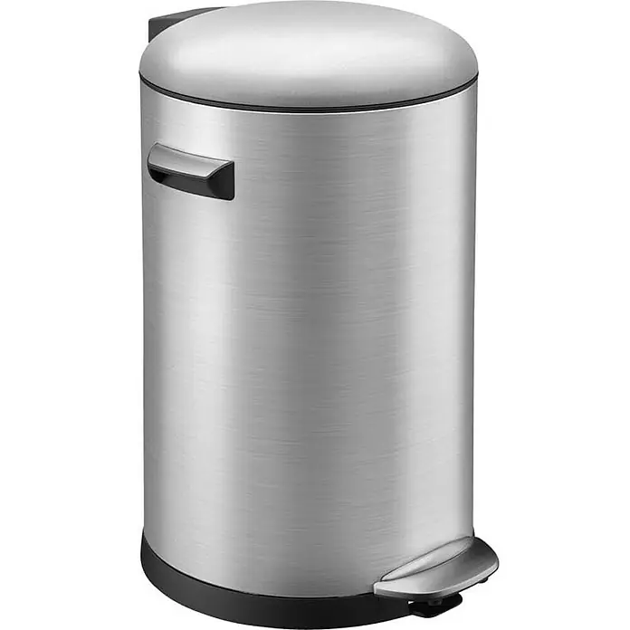 Proregal Treteimer Retro Treteimer mit markanten Griffen und Kugelkappe - 20 l, Kunststoff, Silber - Ein moderner, runder Treteimer aus Edelstahl mit einem praktischen Tragegriff und einem Fußpedal zur einfachen Bedienung.