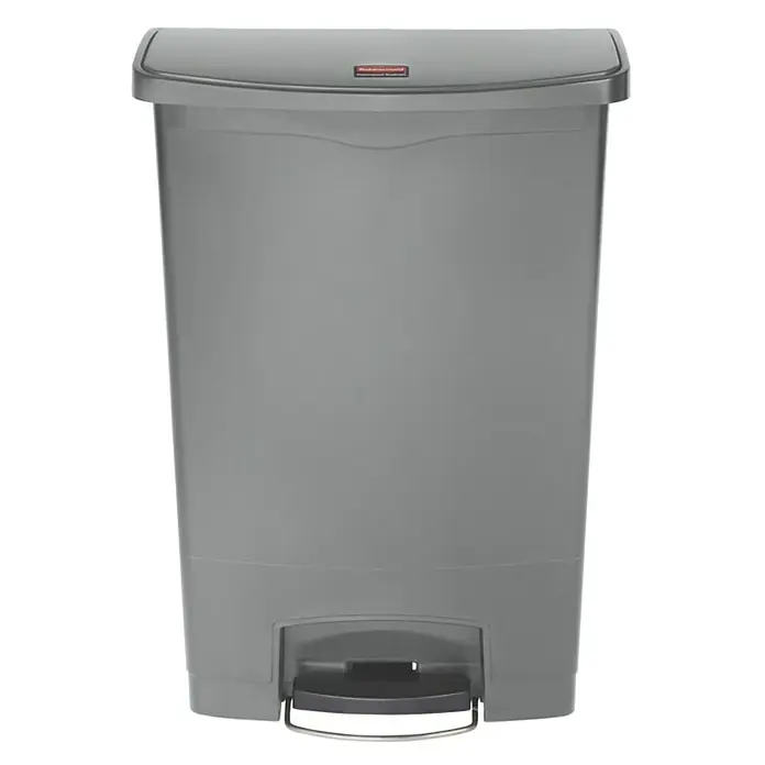 Proregal Treteimer Rubbermaid Slim Jim Step On Container Front Step Pedal-Abfalleimer - 90 l, Kunststoff, Grau - Grauer Rubbermaid-Treteimer mit Deckel und Fußpedal für hygienische Abfallentsorgung in Küche oder Bad.