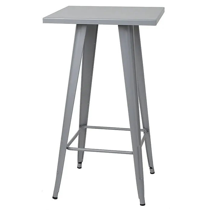 Chefgastro Garten-Stehtisch mit Metall-Tischplatte - Eckig, Grau - Grauer, quadratischer Stehtisch mit robustem Metallgestell, ideal für Bars oder moderne Wohnbereiche.
