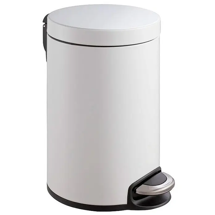 Proregal Treteimer - 12 l, Kunststoff, Weiß - Ein weißer Treteimer mit einem runden Deckel und einem Pedal am unteren Rand. Ideal für Badezimmer oder Küche.