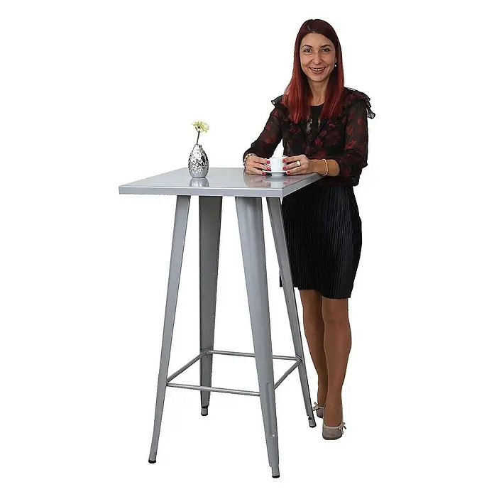Chefgastro Garten-Stehtisch mit Metall-Tischplatte - Eckig, Grau - Dieser Stehtisch in Grau ist ideal für Bars oder Küchen. Er bietet eine stilvolle und praktische Ablagefläche.