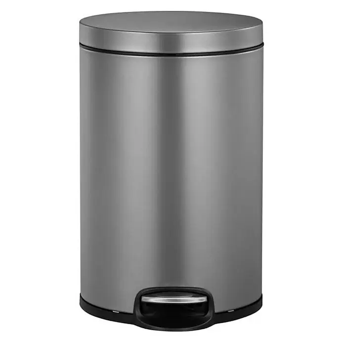 Proregal Treteimer - 12 l, Kunststoff, Platin - Edler, grauer Treteimer mit Fußpedal zum hygienischen Öffnen. Ideal für Bad oder Küche, bietet er praktischen Komfort und stilvolles Design.