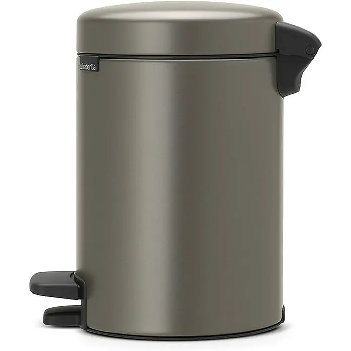 Proregal Treteimer Brabantia Klassischer Tretmülleimer mit Soft-Verschluss - 3 l, Metall, Platin - Ein grauer Brabantia Tretmülleimer, perfekt für Badezimmer oder Küche, vereint Funktionalität mit stilvollem Design.