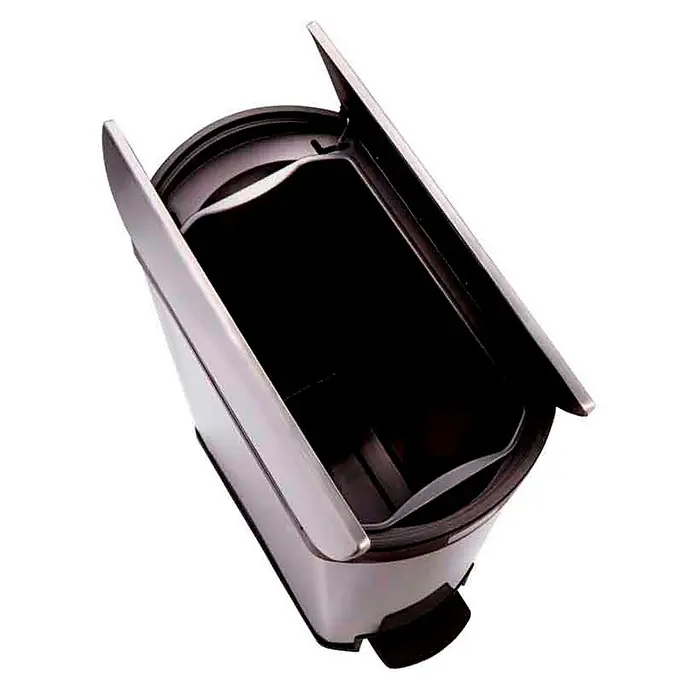 Proregal Treteimer Rubbermaid Slim Jim Step On Container End Step Pedal-Abfalleimer - 50 l, Kunststoff, Silber mit schwarzem Akzentstreifen - Silberfarbener Treteimer mit offenem Deckel für Abfallentsorgung in Küche oder Bad.