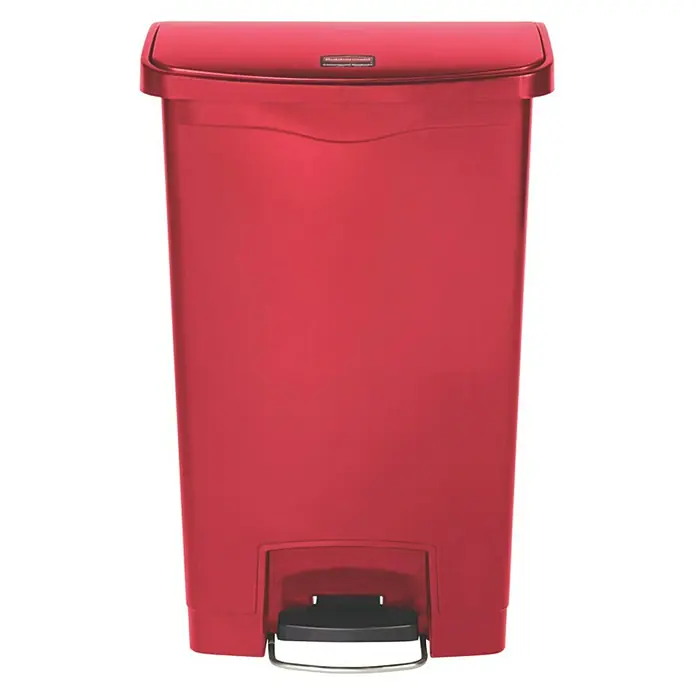 Proregal Treteimer Rubbermaid Slim Jim Step On Container Front Step Pedal-Abfalleimer - 50 l, Kunststoff, Rot - Roter Rubbermaid-Treteimer, ideal für Küche oder Bad, mit schlankem Design und robustem Fußpedal für hygienische Abfallentsorgung.