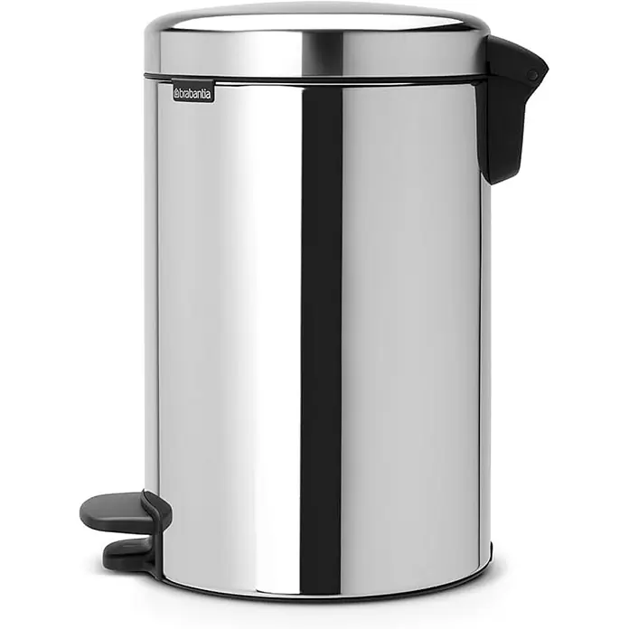 Proregal Treteimer Brabantia Klassischer Tretmülleimer mit Soft-Verschluss - 12 l, Metall, Edelstahl - Ein moderner, runder Edelstahl-Treteimer von Brabantia, ideal für Bad oder Küche, mit einem robusten Pedal und einem geräuschlosen Schließmechanismus.