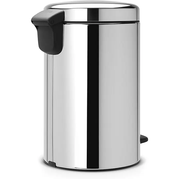 Proregal Treteimer Brabantia Klassischer Tretmülleimer mit Soft-Verschluss - 12 l, Metall, Edelstahl - Silberfarbener, zylindrischer Abfalleimer aus Edelstahl mit schwarzem Deckelöffner und Fußpedal für den täglichen Gebrauch im Haushalt.