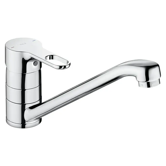 Roca Atis Grifo de cocina - Giratoria, Cromo, Brillante - Grifo de cocina moderno con acabado cromado y una palanca distintiva y fácil de agarrar para un manejo sencillo. Ideal para cualquier cocina moderna.