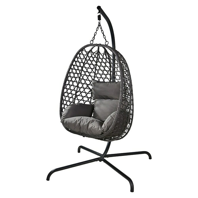 Hangstoel Rattan (l x b x h: 105 x 105 x 195 cm, Donkergrijs, Met kussen) | BAUHAUS