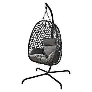 Hangstoel Rattan (l x b x h: 105 x 105 x 195 cm, Donkergrijs, Met kussen)