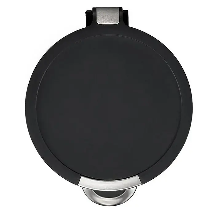 Proregal Treteimer Runder Treteimer mit Kunststoffdeckel mit Edelstahlakzenten - 12 l, Edelstahl, Schwarz - Der Deckel des runden Mülleimers in Schwarz mit silberfarbenen Akzenten für einen stilvollen Look in Küche oder Bad.