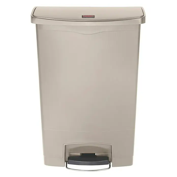 Proregal Treteimer Rubbermaid Slim Jim Step On Container Front Step Pedal-Abfalleimer - 90 l, Kunststoff, Beige - Beiger Rubbermaid Treteimer mit Deckel und Pedal zur hygienischen Abfallentsorgung in Küche oder Bad.