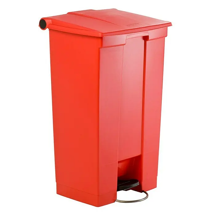 Proregal Treteimer Rubbermaid Robuster Pedaleimer - 87 l, Kunststoff, Rot - Roter Tretabfalleimer aus Kunststoff mit Deckel und Fußpedal, ideal für Hygiene und einfache Bedienung in verschiedenen Umgebungen.