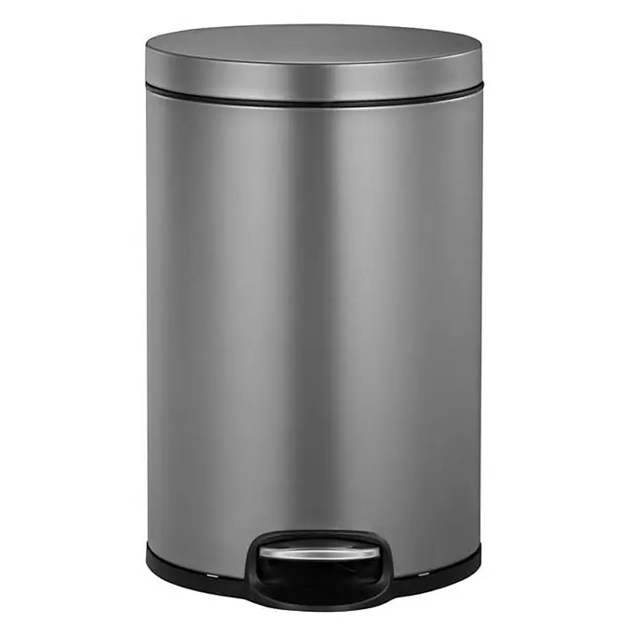 Proregal Treteimer - 20 l, Kunststoff, Platin - Ein schlichter, zylindrischer Treteimer in Grau mit einem Fußpedal zur einfachen Bedienung, ideal für Bad oder Küche.