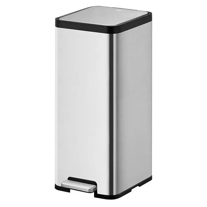 Proregal Treteimer Kompakter und funktionaler Treteimer aus mattgrauem Edelstahl - 30 l, Edelstahl, Silber - Dieser ist ein edler, rechteckiger Treteimer aus Edelstahl mit schwarzem Rand und Pedal, der für Hygiene und Ordnung sorgt.