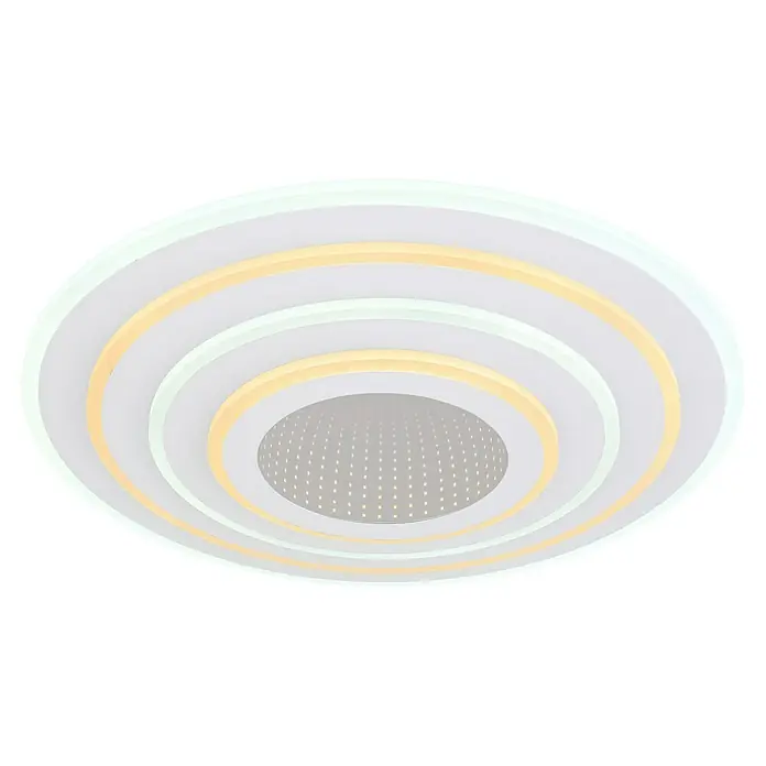 Globo LED-Deckenleuchte rund Jocelyn - 50 W, Ø x H: 50 x 6,7 cm, Weiß, Warmweiß - Moderne LED-Deckenleuchte mit konzentrischen Kreisen und zentralem Punktmuster für stilvolle Beleuchtung.