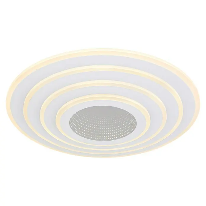 Globo LED-Deckenleuchte rund Jocelyn - 50 W, Ø x H: 50 x 6,7 cm, Weiß, Warmweiß - Moderne LED-Deckenleuchte mit konzentrischen Kreisen und zentralem Punktmuster für stilvolle Beleuchtung.