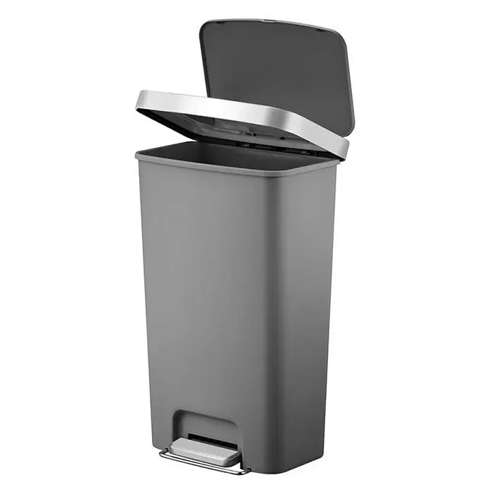 Proregal Treteimer Funktionale Treteimer aus Kunststoff mit Soft-Close-Deckel - 45 l, Kunststoff, Weiß - Grauer Treteimer mit offenem Deckel, ideal für Küche oder Bad. Praktisch und hygienisch durch Pedalbedienung.