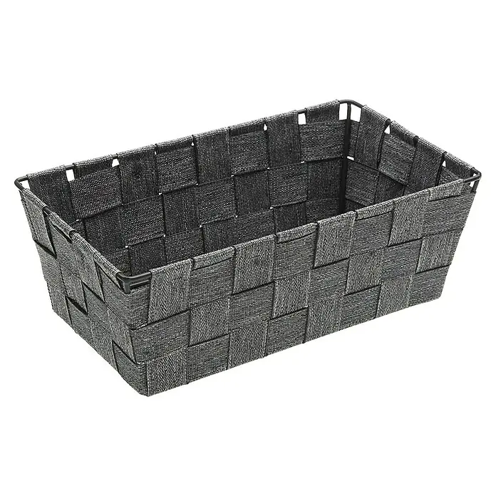 Versa Cesta de tela - L x An x Al: 24 x 14 x 9 cm, Gris, Polipropileno - Cesta de mimbre gris para guardar objetos en casa o en la oficina. Una solución práctica para el orden y la organización.