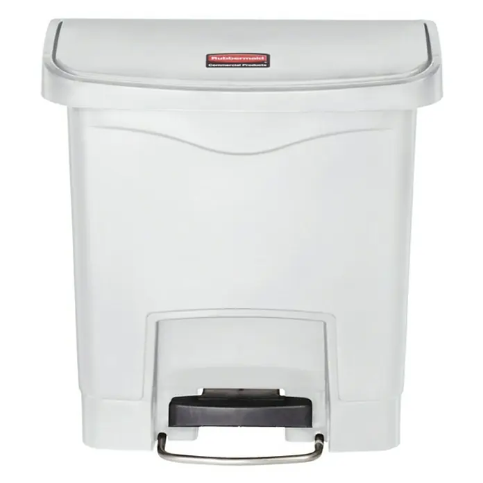 Proregal Treteimer Rubbermaid Slim Jim Step On Container Front Step Pedal-Abfalleimer - 15 l, Kunststoff, Weiß - Weißer Rubbermaid Treteimer für gewerbliche Nutzung mit Fußpedal und Deckel für hygienische Abfallentsorgung.